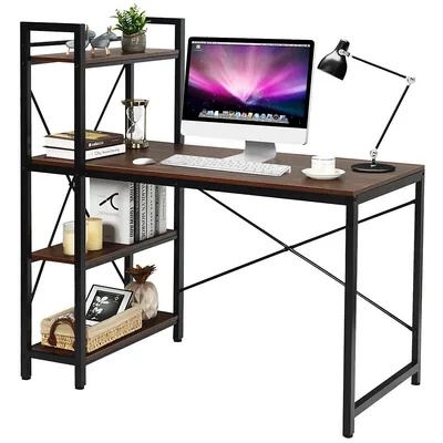 47.5'' Computer Desk Writing Desk Study Table Workstation With 4-tier Shelves