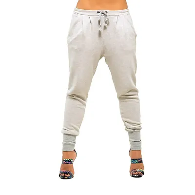 Curvy Grey French Terry Drop Crotch Jogger Pants
