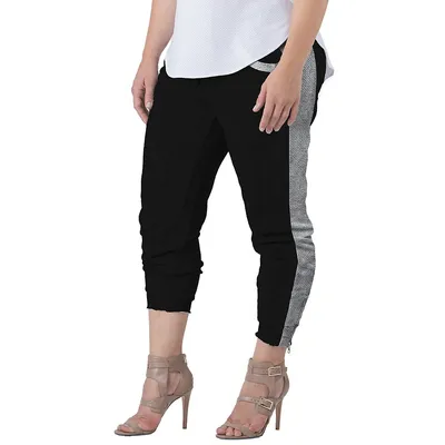 Plus Women French Terry Contrast Color Side Panel Jogger Pants