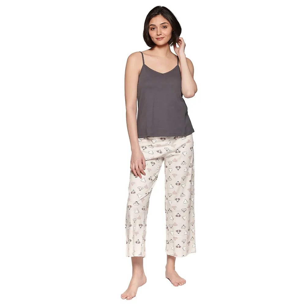 Comfort & Co by Claudel The Cotton Pajama Set With Solid Color Tank Top