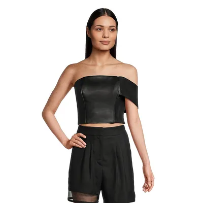 Kamaal: Faux Leather Cropped Bustier