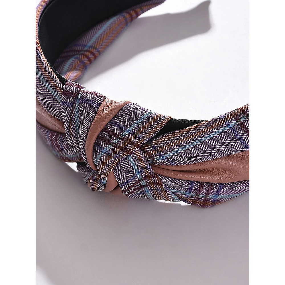 Women Brown Blue Printed Knotted Hair Band