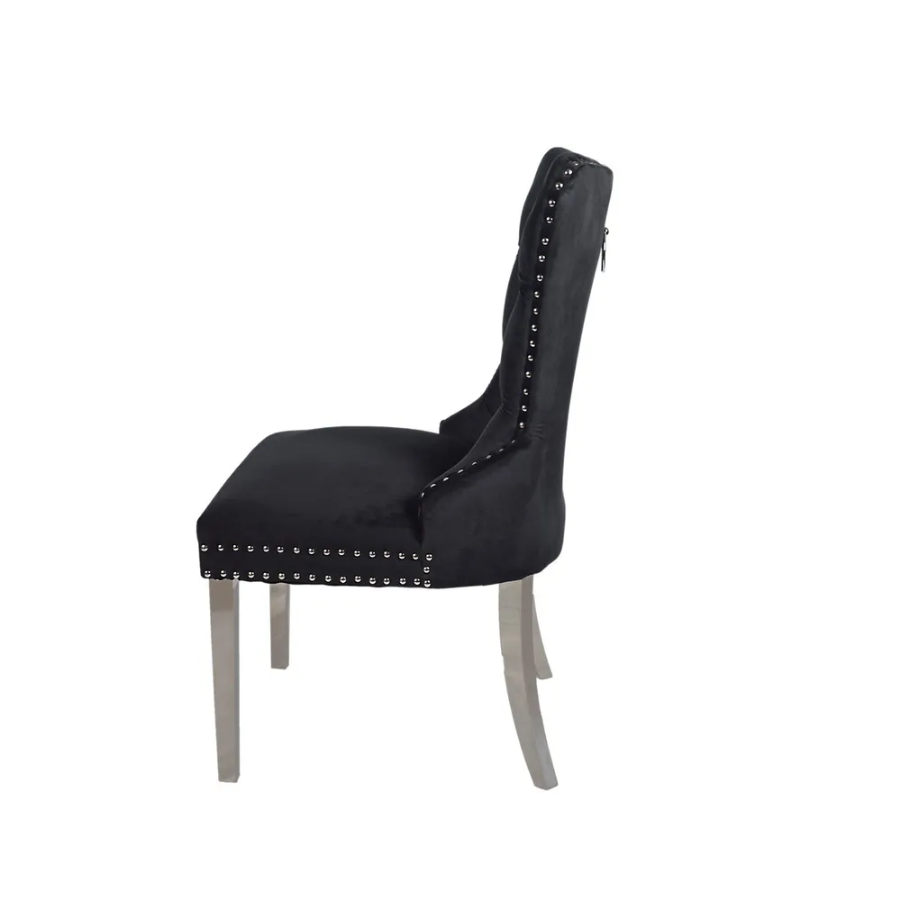 Modern Trends Velvet Munich Dining Chair (set Of 2) With Chrome Legs
