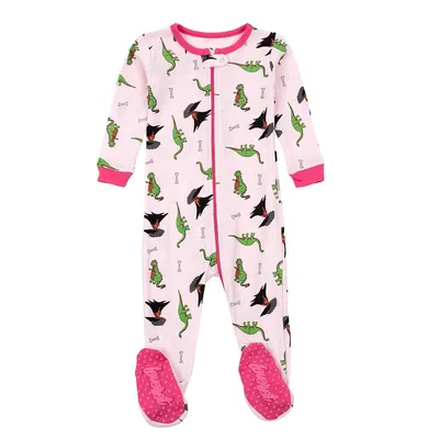 Kids Footed Sleeper Cotton Unicorn And Dinosaur Pajamas
