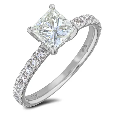 14k White Gold Cttw Princess Cut Canadian Diamond Engagement Ring