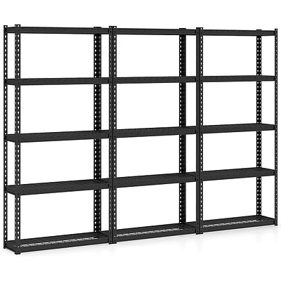 1/2/3/4 Pcs 5-tier Heavy Duty Storage Shelf Utility Rack With Anti-tipping Device Black