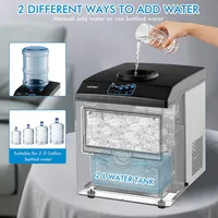 2-in-1 Stainless Steel Countertop Ice Maker Water Dispenser 48lbs/24h W/ Scoop