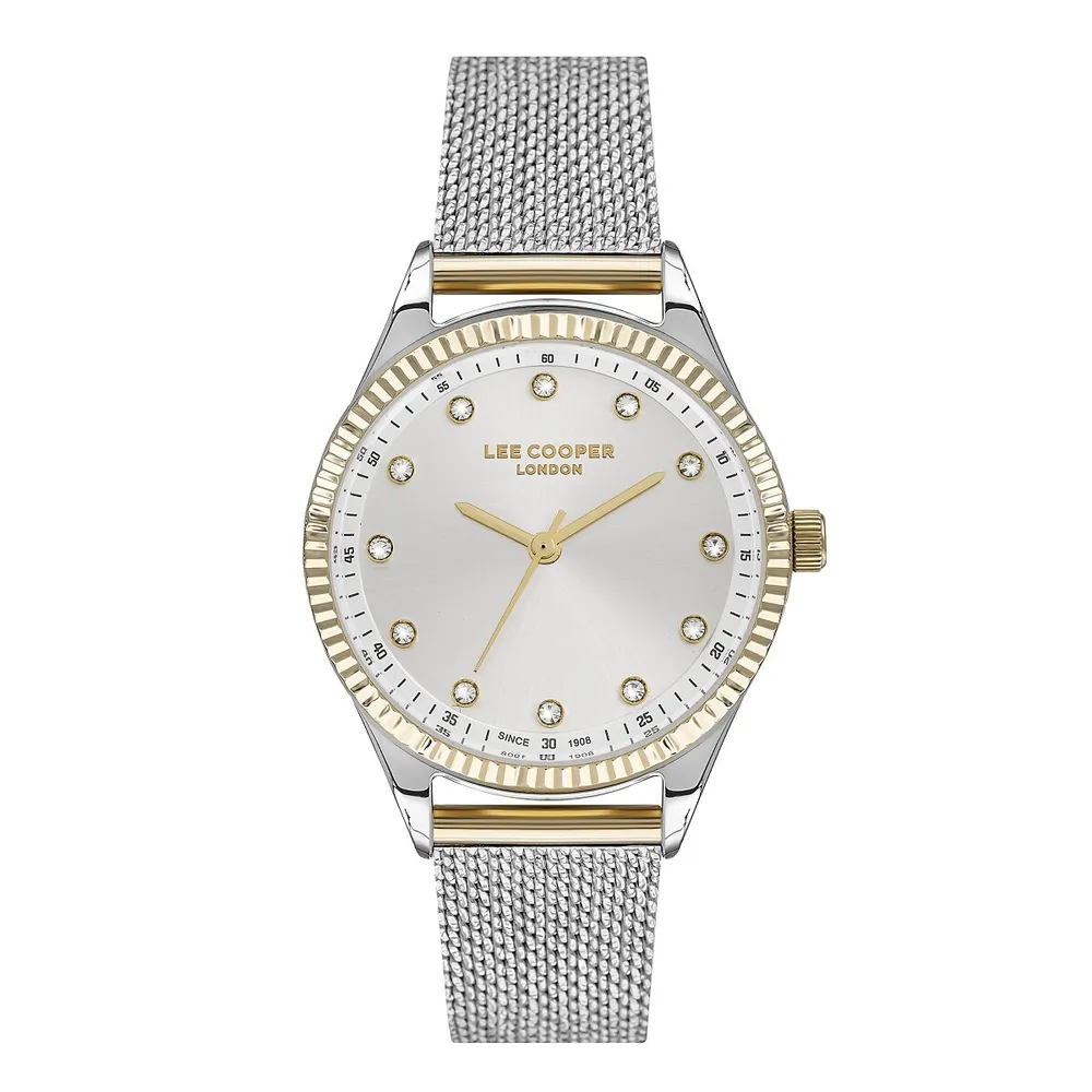 Ladies Lc07311.230 3 Hand Silver Watch With A Silver Mesh Band And A Silver Dial