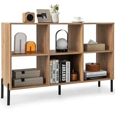6 Cube Storage Shelf Organizer Bookcase Square Cubby Cabinet Bedroom Natural