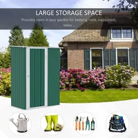 Garden Shed Outdoor Storage Shed W/ Sloped Roof 5x3ft Green