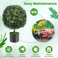 2pc 22'' Artificial Boxwood Topiary Ball Tree Office Garden Patio Desk Decoration