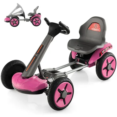 12v Kids Electric Go Kart Foldable Quad Racing Ride On Toy Car With Flashing Light Pink/red