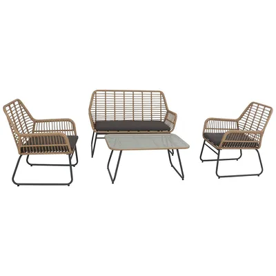 4-piece Kingstown Rattan Outdoor Patio Conversation Set With Cushions