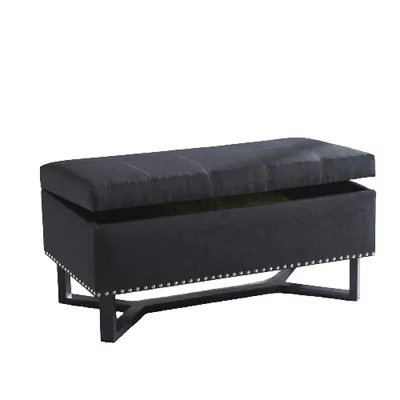 Emerson Fabric Studded Double Bench Ottoman