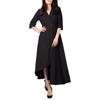 Women's Slit Sleeve Buttoned Wrap Maxi Dress