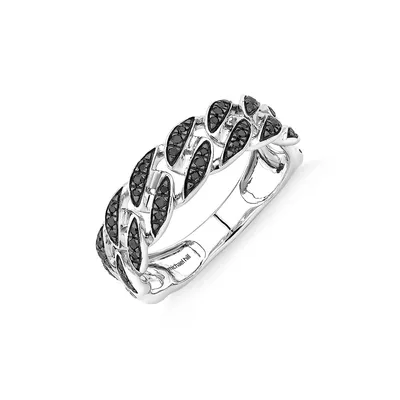 Men's 0.29 Carat Tw Men's Black Diamond Chain Link Ring In Sterling Silver