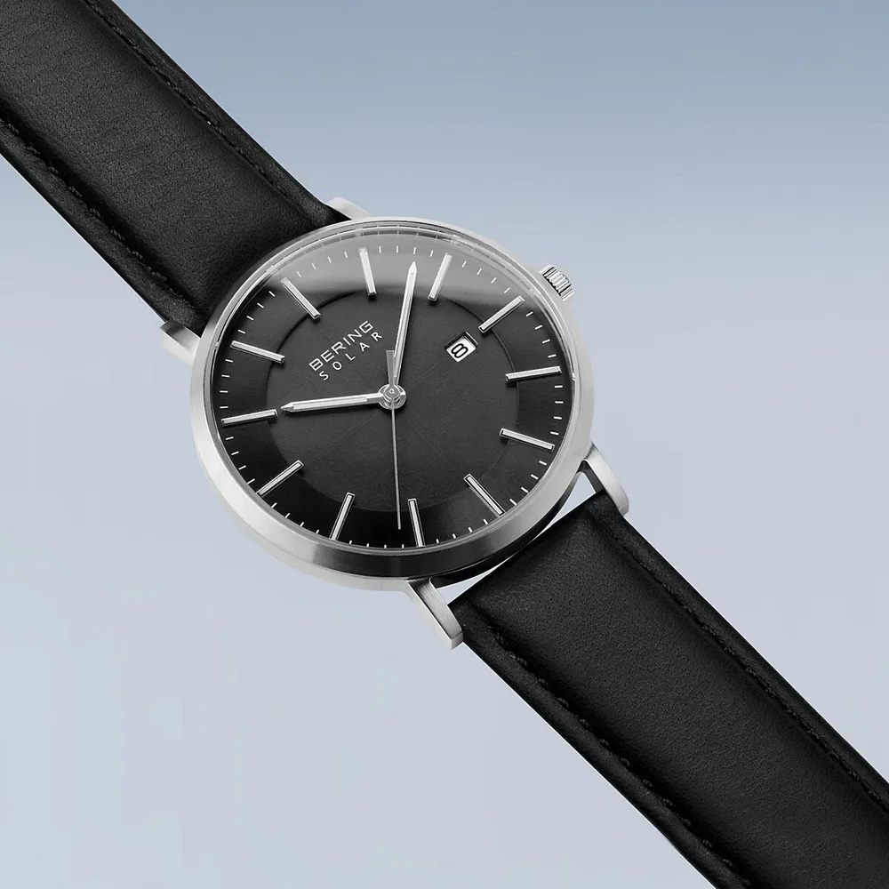 Men's Solar Stainless Steel Watch In Silver/black