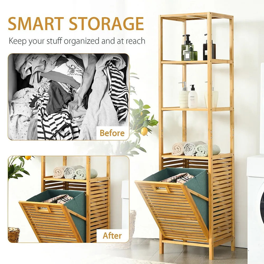  Bamboo Tilt-Out Laundry Hamper Cabinet, Bathroom