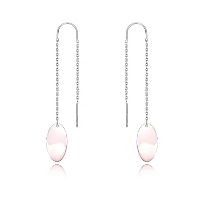 Sterling Silver Rose Gold Plated Oval Dangling Earrings
