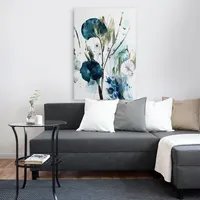 Blue Contemporary Floral Canvas Wall Art