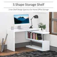 360° Rotating L-shaped Desk With Shelf