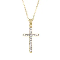 10kt Cross With Cz Pendant And Earring Drop Set