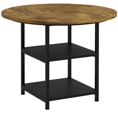 Round Dining Table For 4-6 People With Storage Shelves