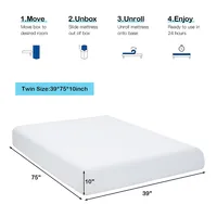 Twinfullqueenking 10" Foam Mattress Medium Firm Bed-in-a-box Bed Room W/removable Cover