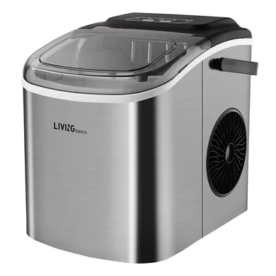 Portable 1.2L Electric Ice Maker, 26LBS/24H Ice Making Machine With Ice Scoop And Basket, Stainless Steel