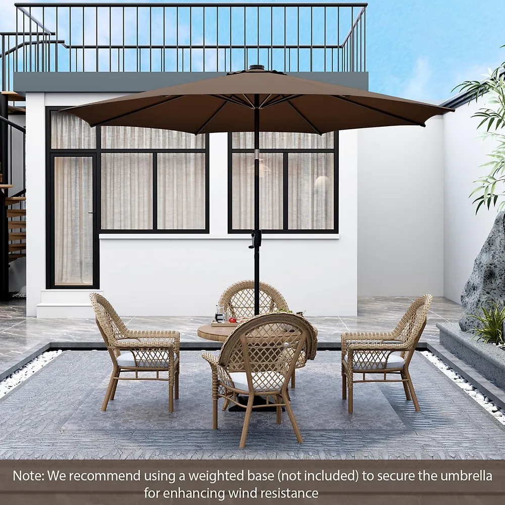 Costway 10 Ft 112 Led Solar-lighted Patio Table Market Umbrella Crank Tilt  Outdoor | Hillcrest Mall