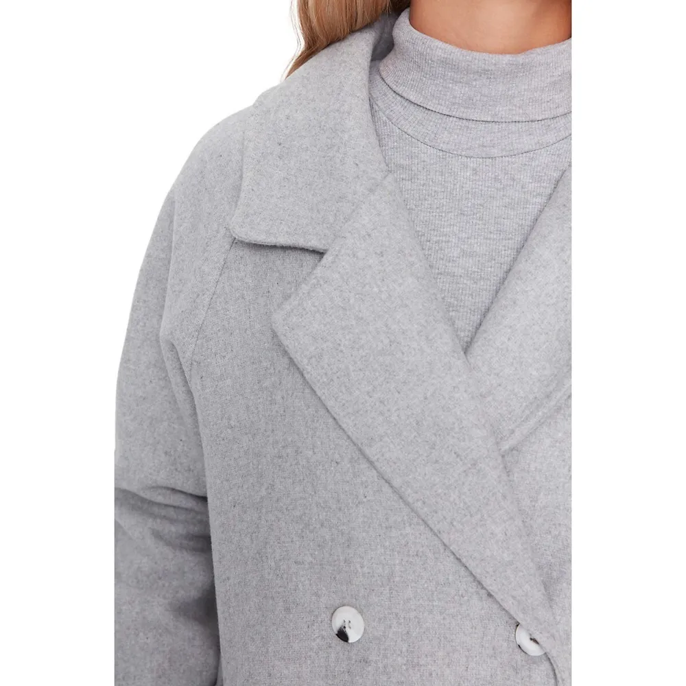 Woman Regular Fit Basic Lapel Collar Woven Coat