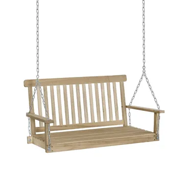 2-seater Porch Swing Chair With Slatted Design For Garden