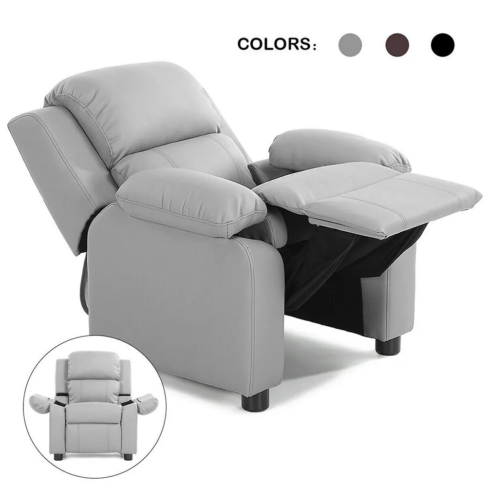 Costway Kids Youth Gaming Sofa Recliner w/Headrest & Footrest PU Leather  White