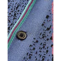 Chemise fleurie en tricot intarsia à manches courtes