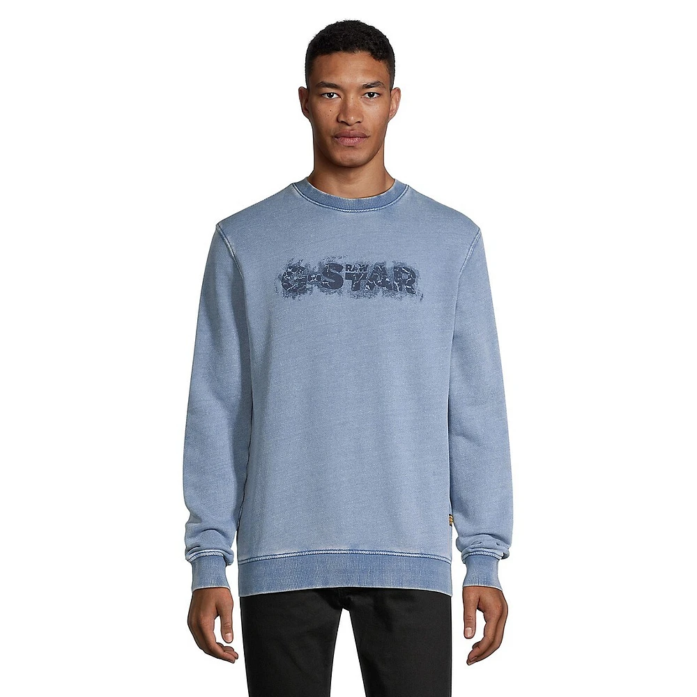 Distressed-Logo Faded Sweatshirt