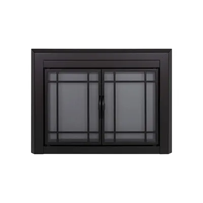 Petites portes de foyer Easton de style armoire en verre trempé fumé