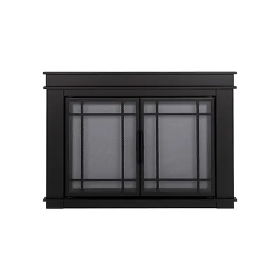 Petites portes de foyer en verre trempé fumé style armoire Filmore