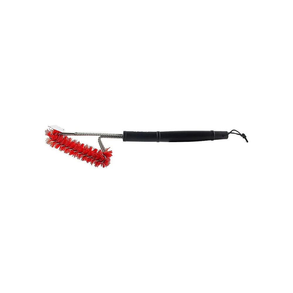 Dyna-Glo 18 Flat Top Grill Brush with Palmyra Bristles and Stainless Steel  Scraper - Black