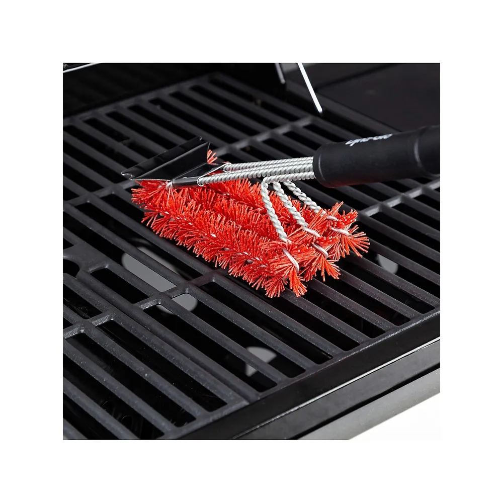 Dyna-Glo 18 in. Flat-Top Grill Brush with Palmyra Bristles and Stainless Steel Scraper