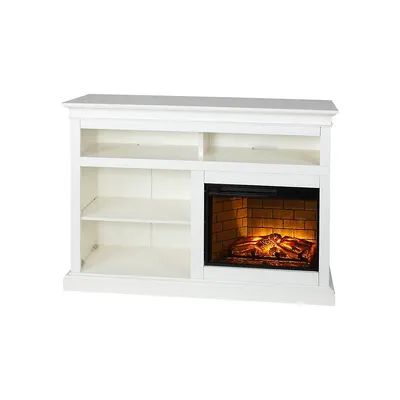 Wynford White-Finish Infrared Media Open-Storage Electric Fireplace