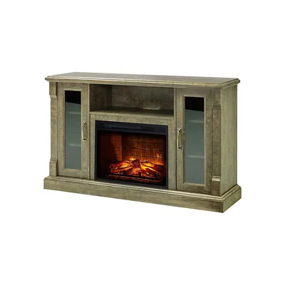 Livingston rustic Grey-Finish Infrared Media Glass-Door Electric Fireplace