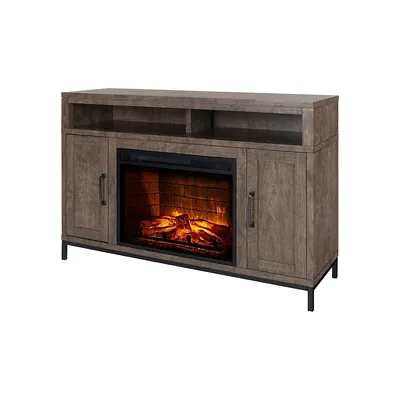 Lawrence Rustic Grey-Finish Infrared Media Wood-Door Electric Fireplace