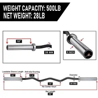 Olympic Curl Bar, 56 Inch Ez Curl Barbell, 500 Lb Weight Capacity Lifting Bar For Strength Training, Biceps Curl And Triceps Extensions