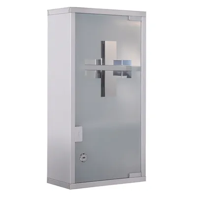 Wall Mounted Medicine Cabinet With 3 Tier Shelf And 2 Keys