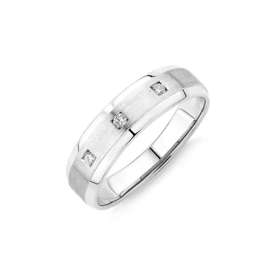 Men's 0.08 Tw Carat Diamond Ring In Platinum With Brushed Center
