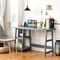 Trestle Computer Desk Home Office Workstation W/removable Shelves