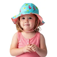 Chapeau de soleil réversible à motif flamants roses et fruits pour bébé tout-petit avec facteur protection contre les rayons UV 50