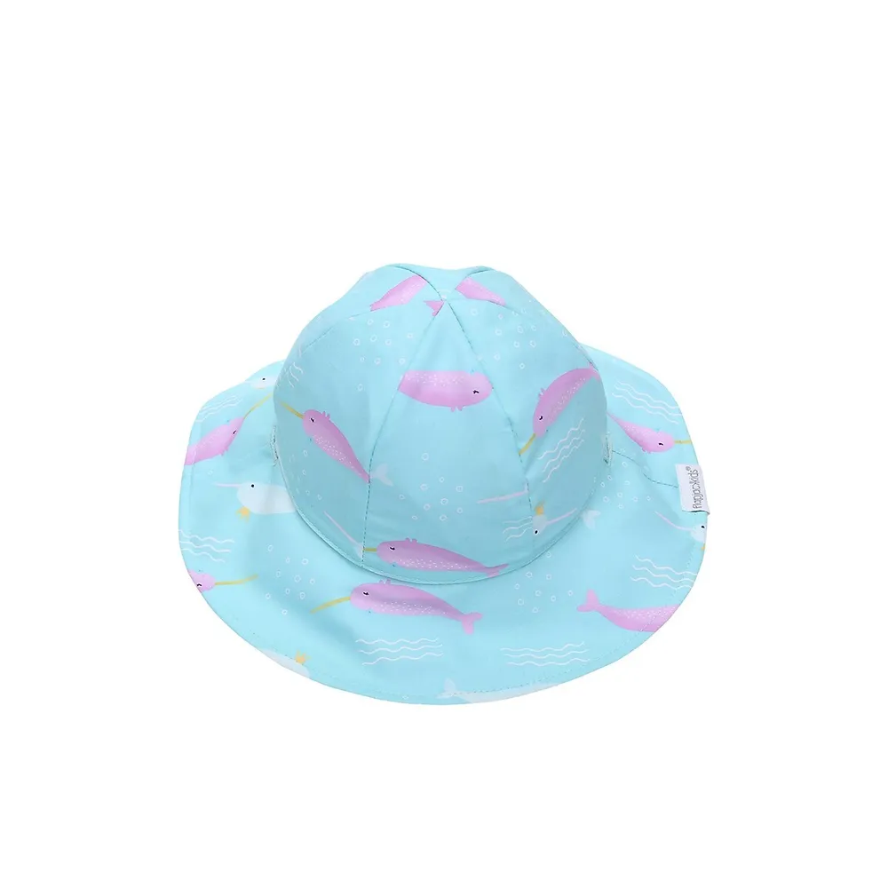Chapeau de soleil réversible à motif narval et d'étoile mer pour bébé tout-petit avec facteur protection contre les rayons UV 50+