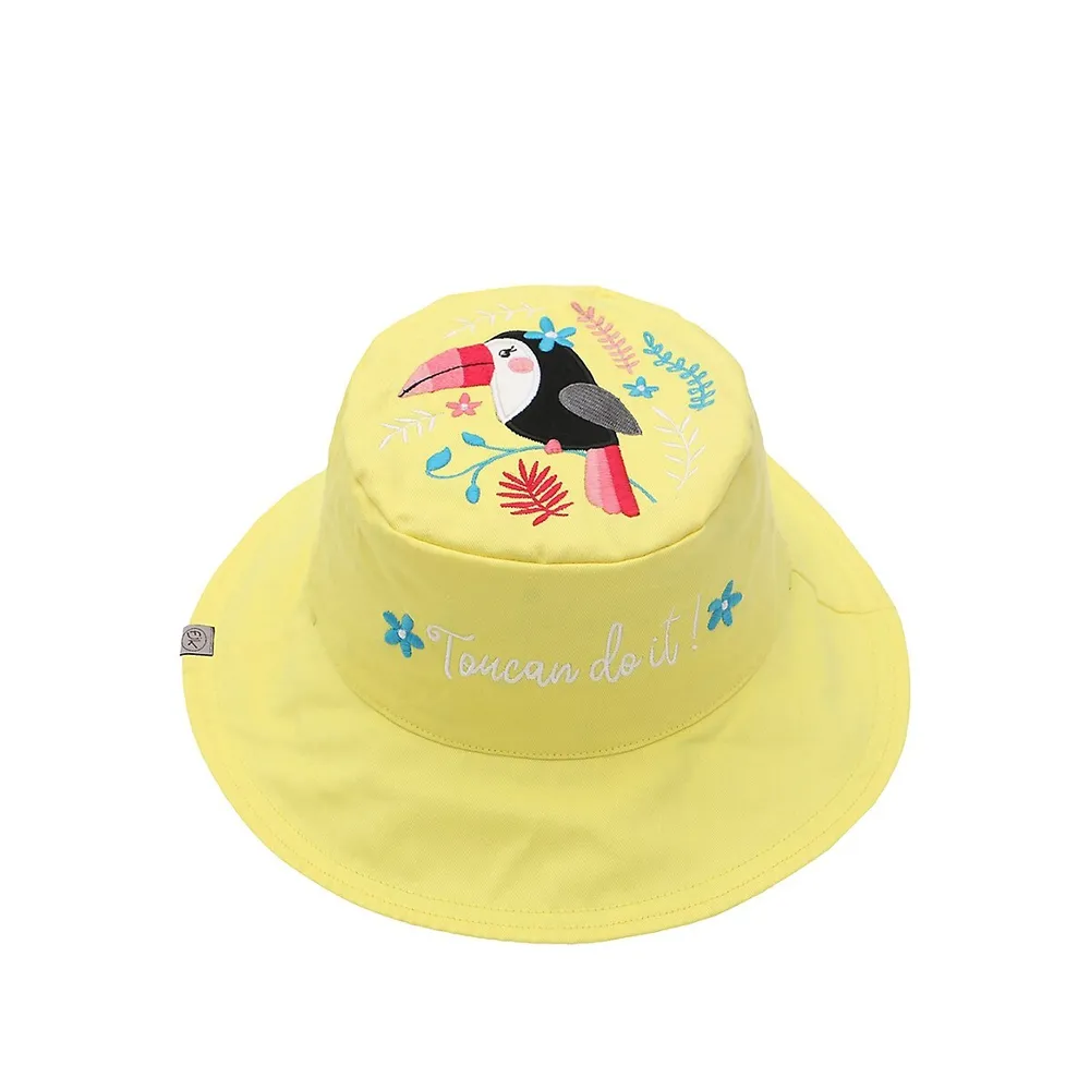 Chapeau de soleil réversible pour enfants et tout-petits Melon d'eau/Toucan avec facteur protection contre les rayons UV 50+