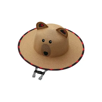 Chapeau de paille pour tout-petit avec ours sauveteur et facteur protection solaire 50